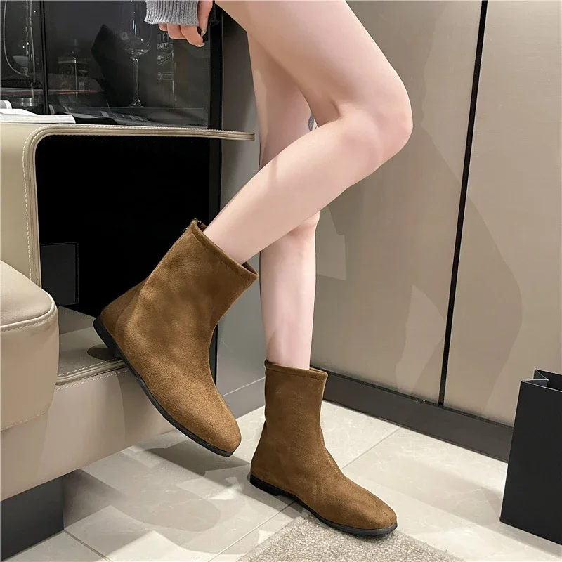 

Зимние роскошные высококачественные женские ботильоны Брендовые женские ботинки на квадратном каблуке с круглым носком и застежкой-молнией сзади женские ботинки