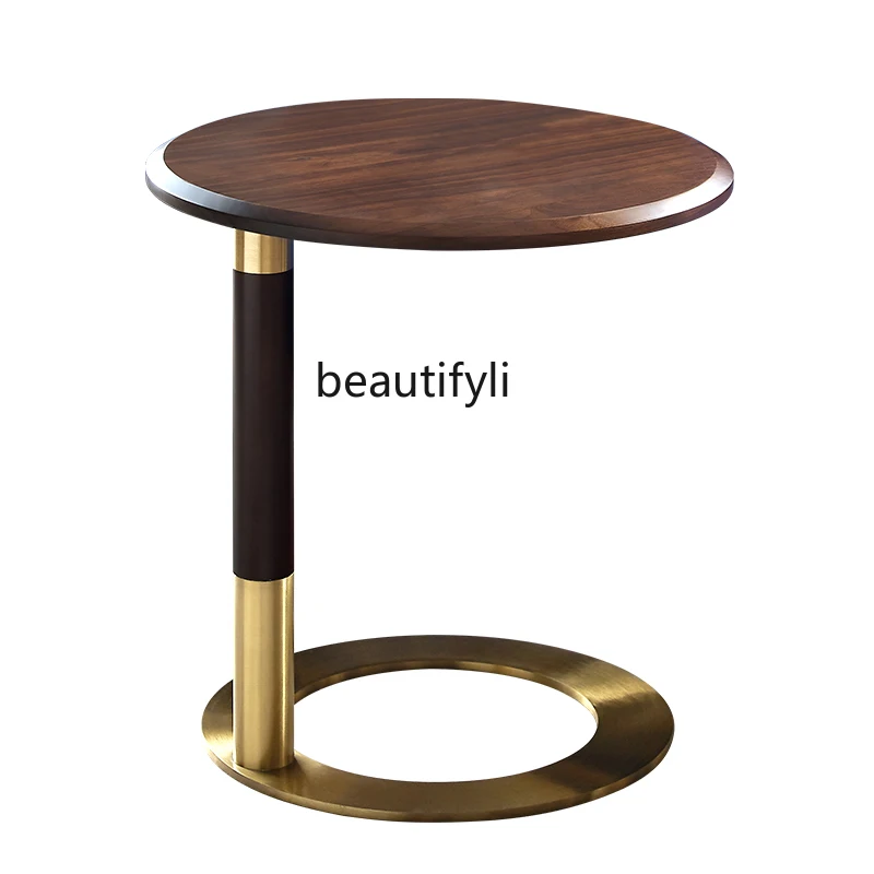 

hj Black Walnut Wooden Sofa Side Table Light Luxury Corner Table Creative Side Table Mobile Small Tea Table Coffee Table