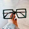 Oversized Eyeglass Frames For Women Trendy Blue Light Blocking Big Square Reading Glasses Men Transparent Fashion Eyewear +1.75 4