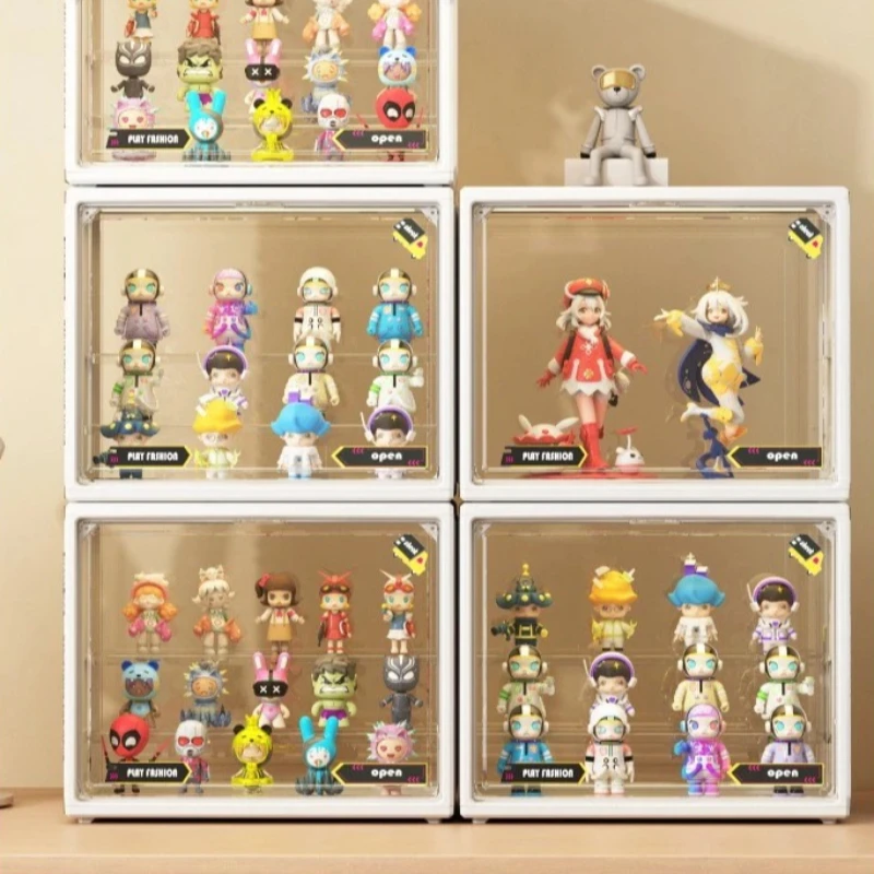 For Pop Mart 3-Tier Acrylic transparent Display Case - Dustproof Step Shelf for Anime Cars, Action Figures & Jewelry Organizer