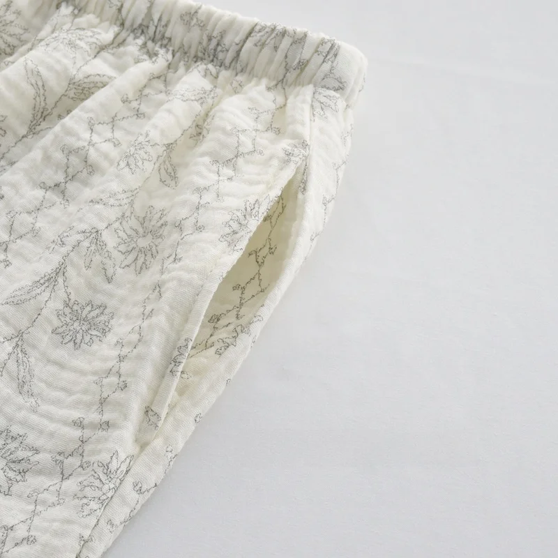 Retro Cotton Pajamas Set for Women Spring Autumn Summer Thin Long Sve Long Pants orts Tee-piece Home Clothes Set