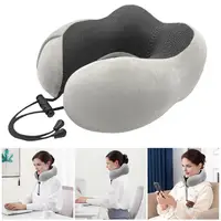 28*26cm Travel Pillow U-Shaped Neck Pillows Breathable Non-Fading Sleeping On Airplanes Memory Foam Neck Support With Zipper 1