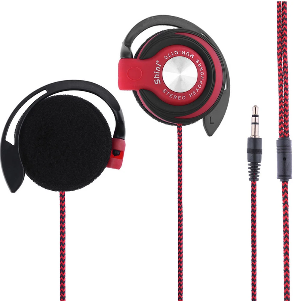 Universal 3.5mm Plug Wired Clip On Ear Sports Earphone Heavy Bass Headphone Laptop MP3 MP4 Headphone Earbuds Handsfree Headset