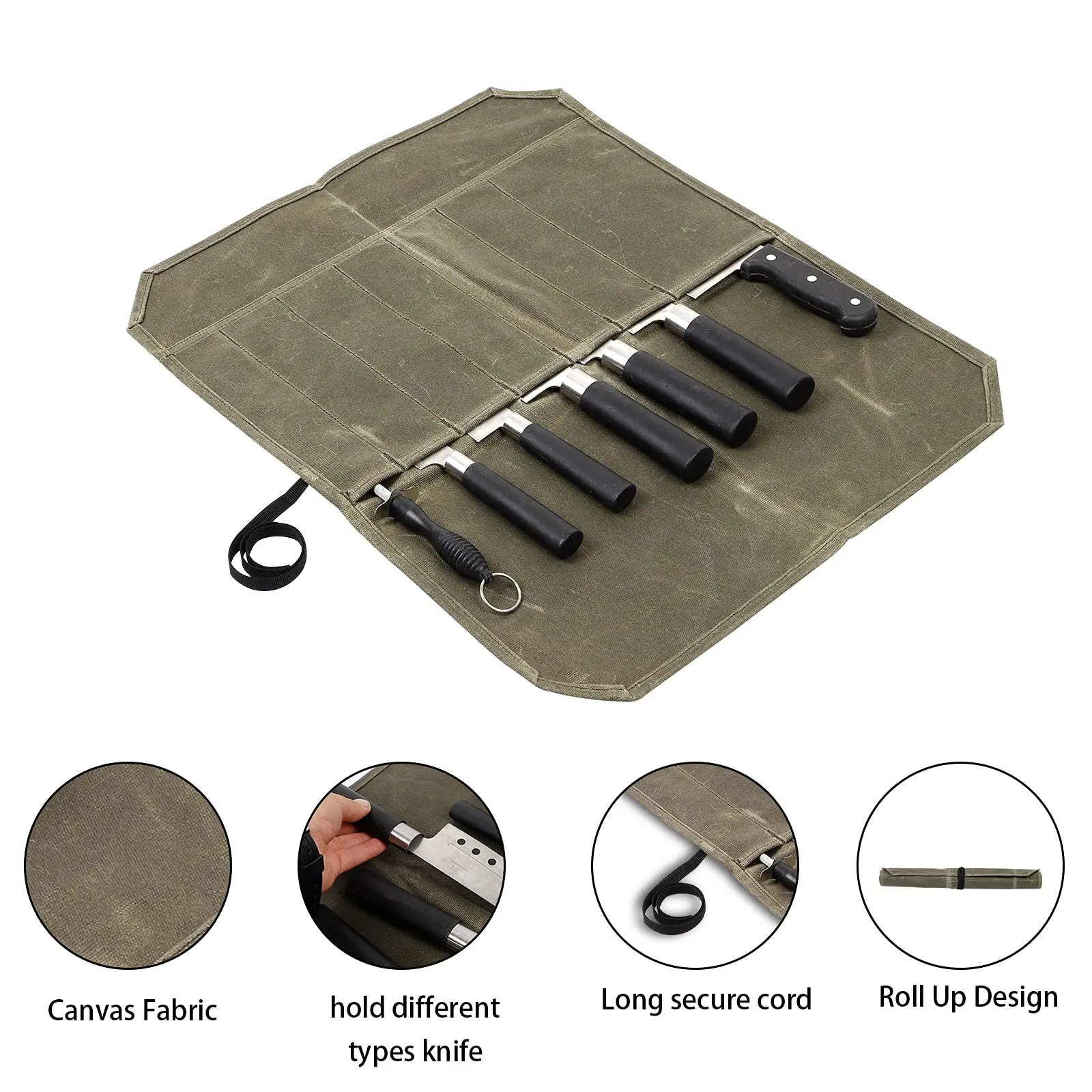 KnifeRollChefsKnifeRollBagWaxedCanvasKnifeRollCasePortable