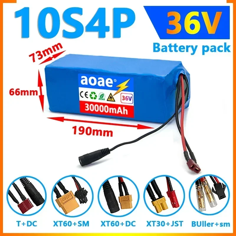 

36V 10s4p 30000mAh large capacity Ebike electric bicycle 18650 lithium battery pack electric bicycle scooter with BMS XT60 Plug