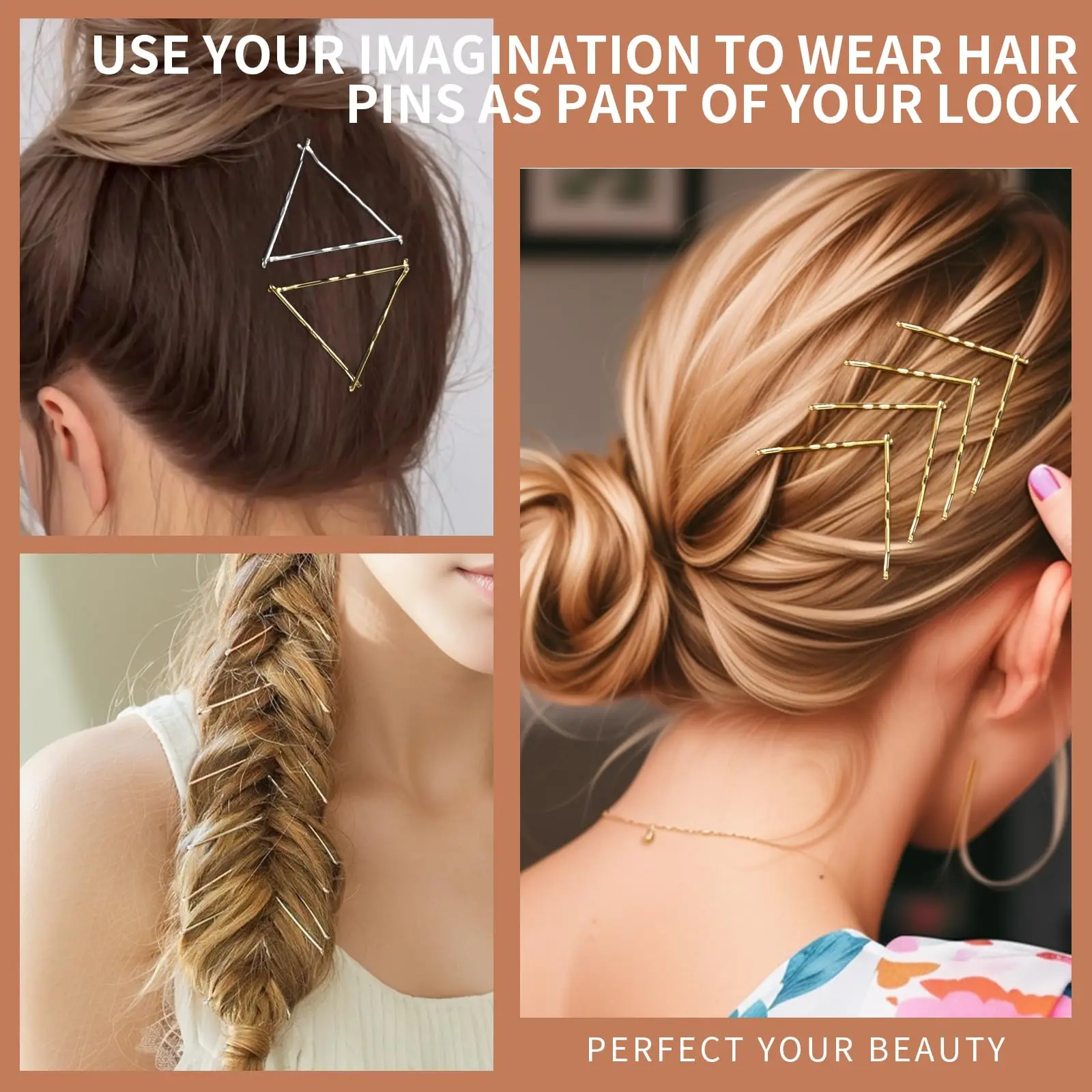 Haarnadeln für Frauen Mädchen, Haarnadeln 2 Zoll Haarnadeln Haarnadeln braun blond schwarz silber, sichere Haltes tift für alle Haar typen
