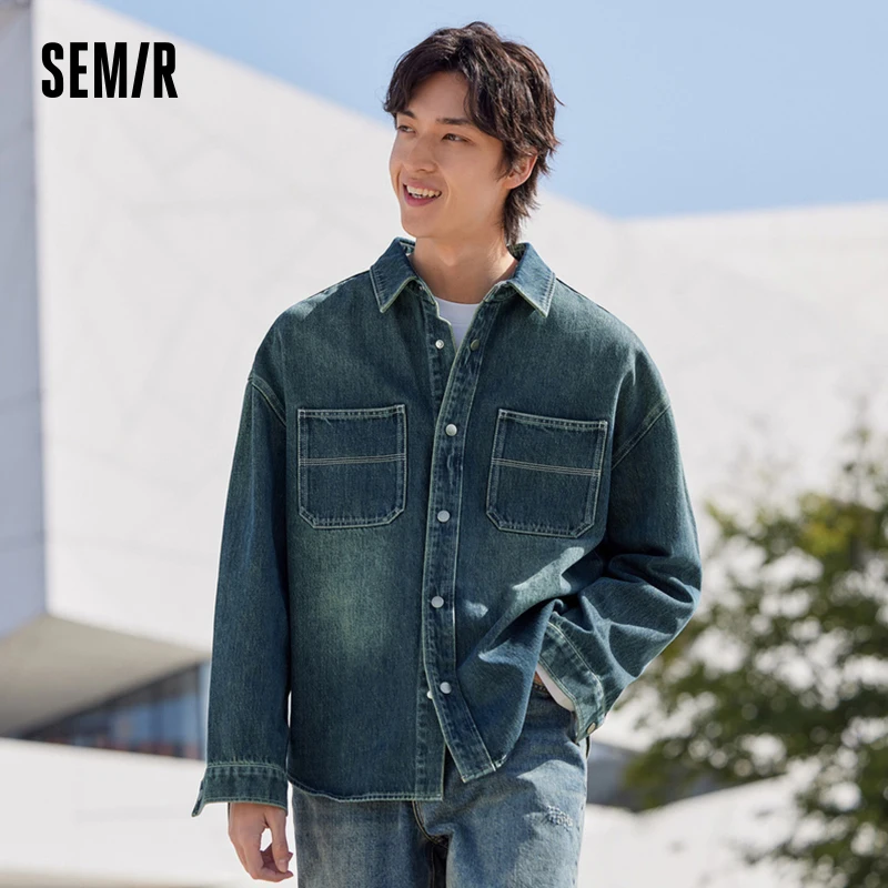 

Semir 2024 Jacket Men 2024 Spring New Retro Washed Nostalgic Style Shirt Jacket Campus Fashion Trendy Top