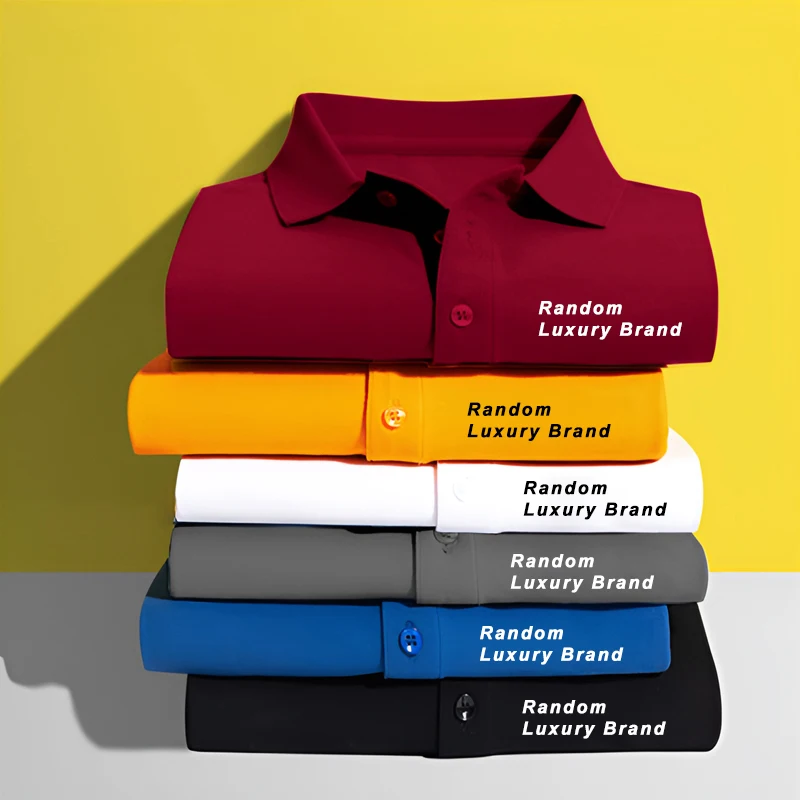 

Men's Summer Random Logo Print Polo Shirt Solid Color Breathable Golf Sport Sportwear Polos Casual Man Business Luxury Clothing