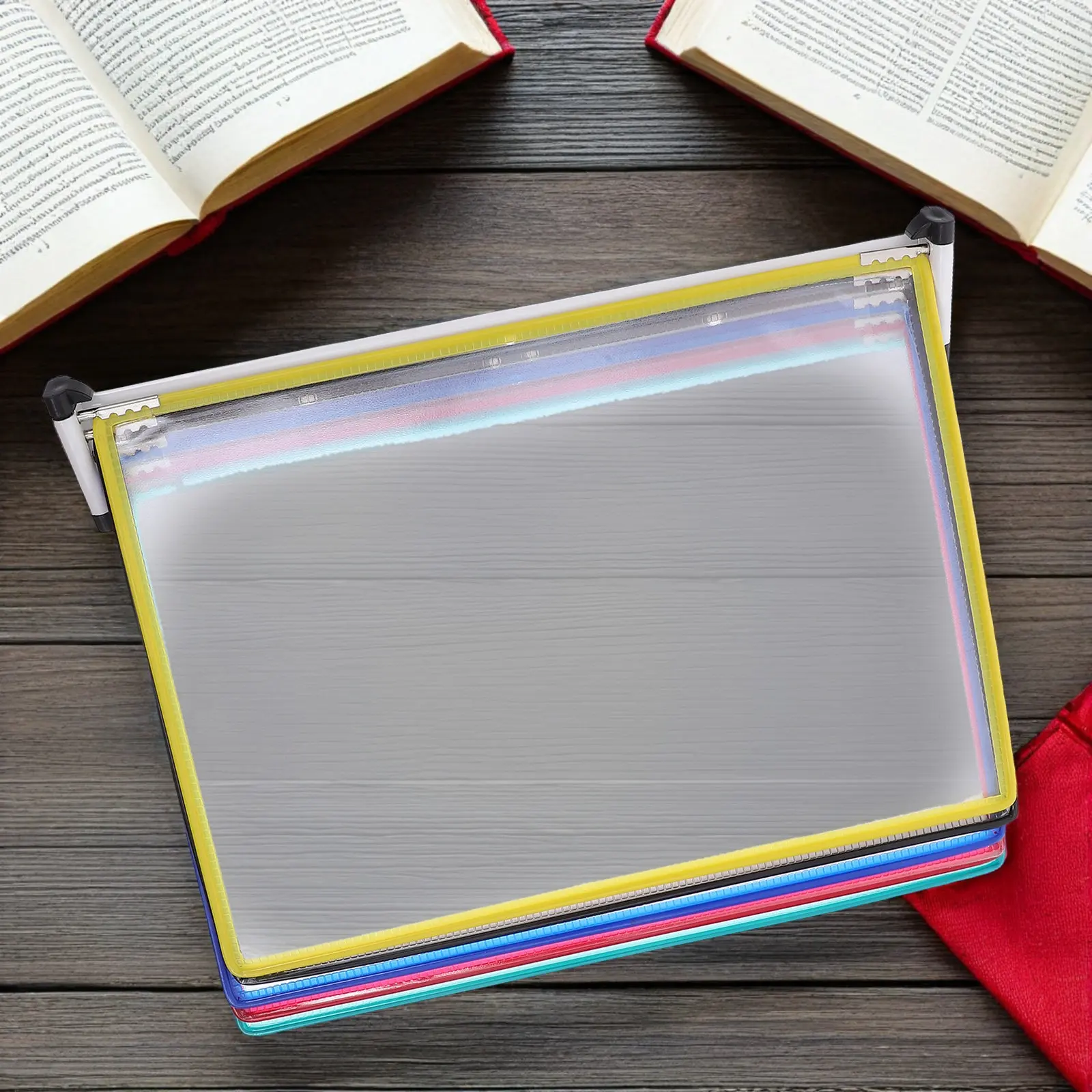 벽걸이형 파일 디스플레이 랙 A4 사이즈 걸이식 문서 정리함 5 패널 플라스틱 사무용 바인더 디스플레이 시스템 사무용 종이