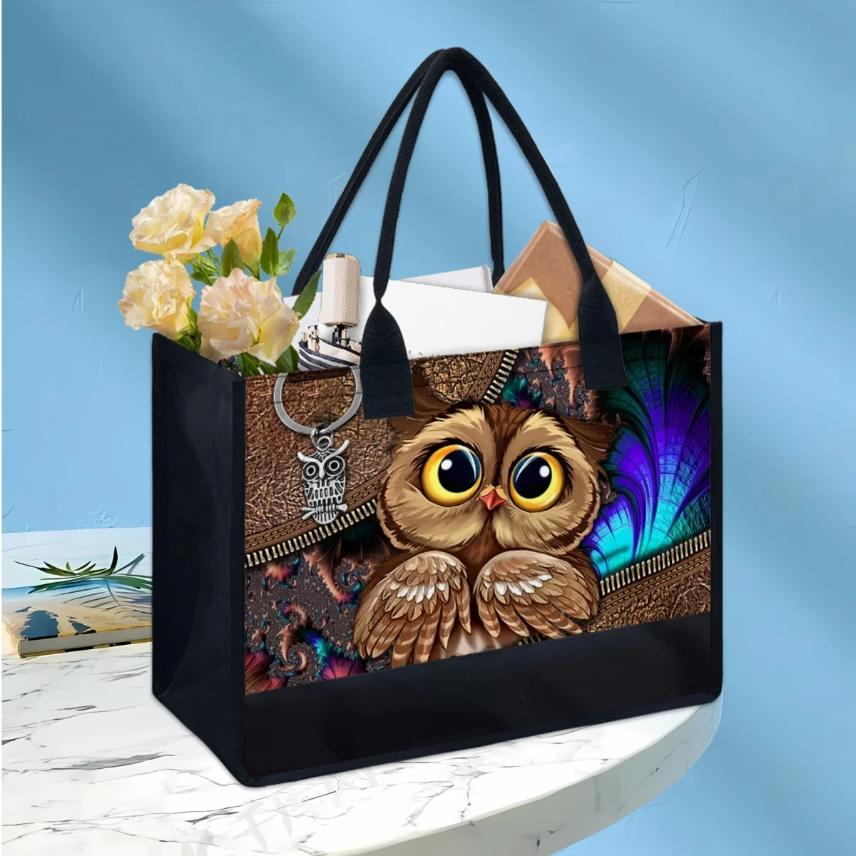 

Tote Bags Fashion Owl Designer Casual Clutch Bag Custom Name Vintage Shoulder Bag Wedding Vintage Handle Handbags Female Gift