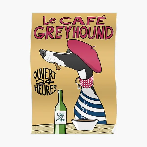 

Фотография Le Cafe постер «Борзая», Современное украшение для дома, картина для комнаты, смешная фотография, без рамки