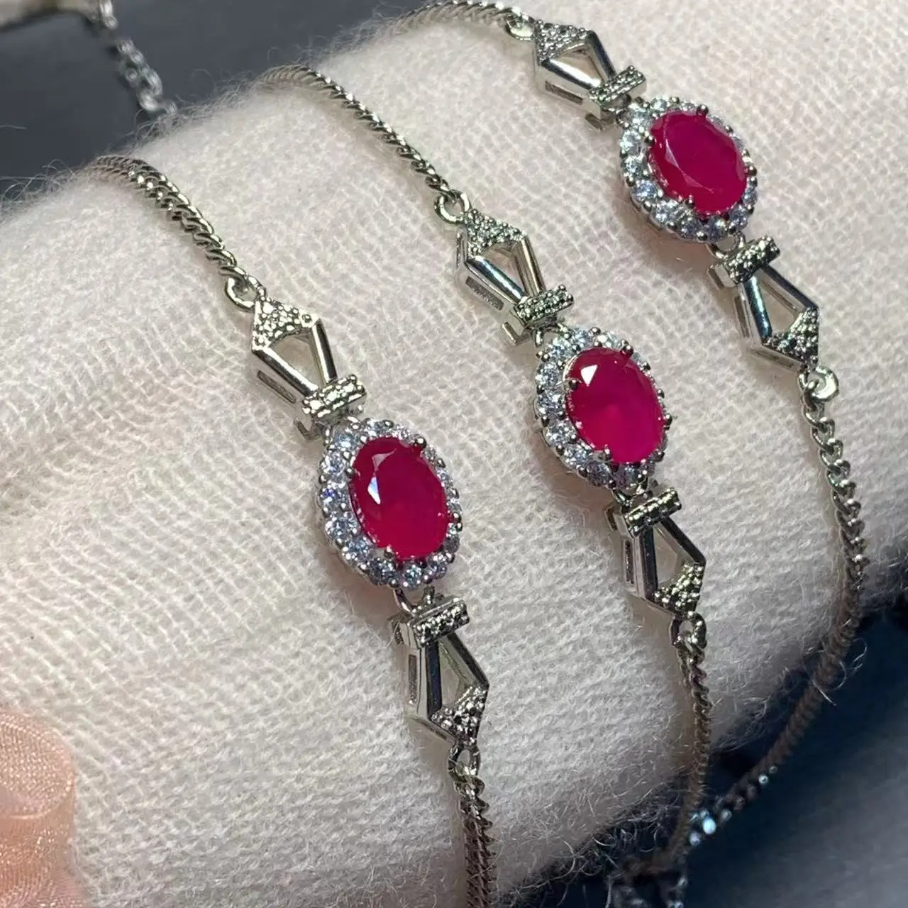 WEDDING Natural Ruby Bracelet For Women Adjustable Fine Jewelry Stone luxury fashion women jewelry anniversary & engagement