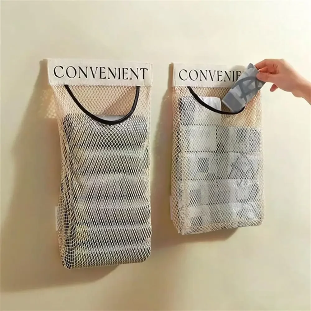 Durable Multi-Purpose Storage Mesh Bag Reusable Large Capacity Kitchen Hanging Mesh Bag Elastic Garbage Bag Storage Artifact