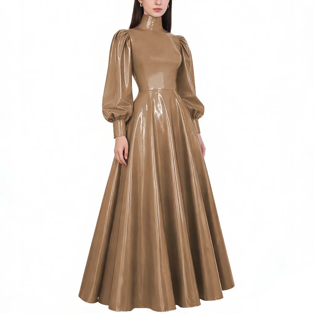 brown pvc dress Chance Long Sleeve Mini Dress