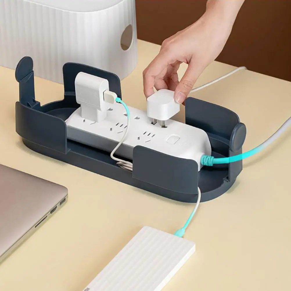 1Pcs 케이블 보관 코드 정리함 가정용 데스크탑 충전 케이블 컨테이너 홈 오피스용 블루 와이어 보관 케이스