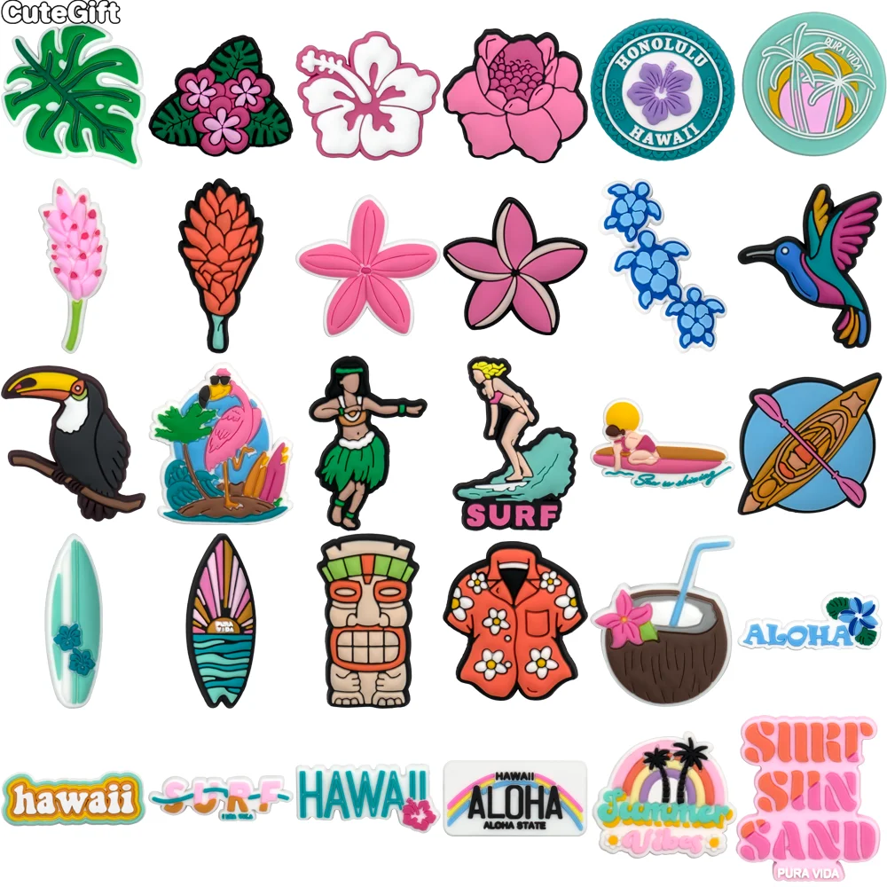 1/30PCS Sommer Reise Schuh Charms für Frauen Männer Kind Surfbrett Segeln Schuh Dekoration für Kokosnuss Blume zubehör Clog Schnalle – Detail 1