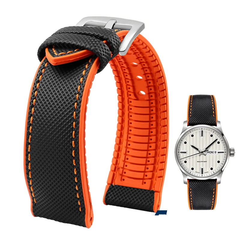 Premium Nylon-Silicone Waterproof Watch Strap for Men - 19mm, 20mm, 22mm Rubber Wrist Band Accessories