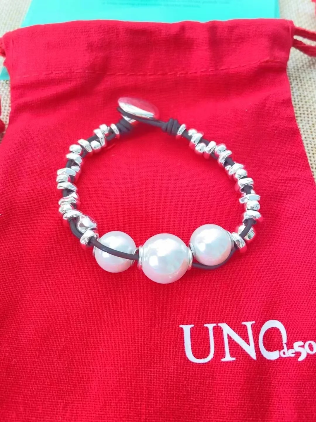 Spain Pearl Leather Rope Necklace Alloy Beads Multilayer Necklace Women Men Handmade Niche Design Festive Jewelry Gifts