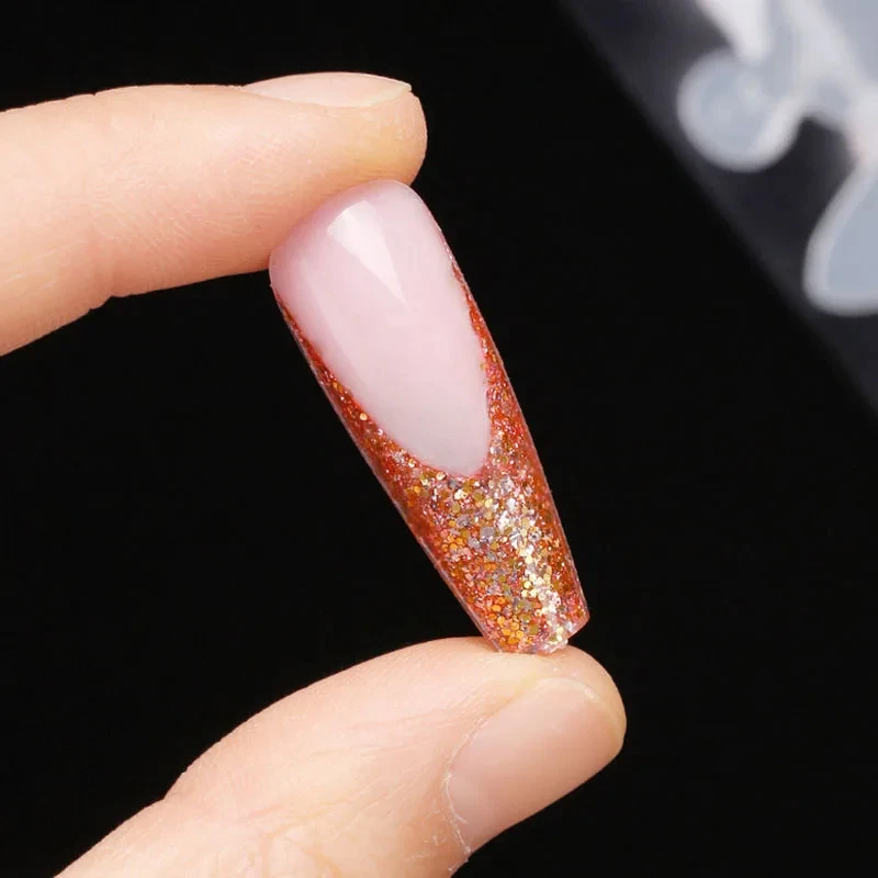 12Pcs/sheet Reused Soft silicone Pad French Line Nal Forma Dual Sticker Poly Nail Gel Duet System Dual Form for French Manicure 4