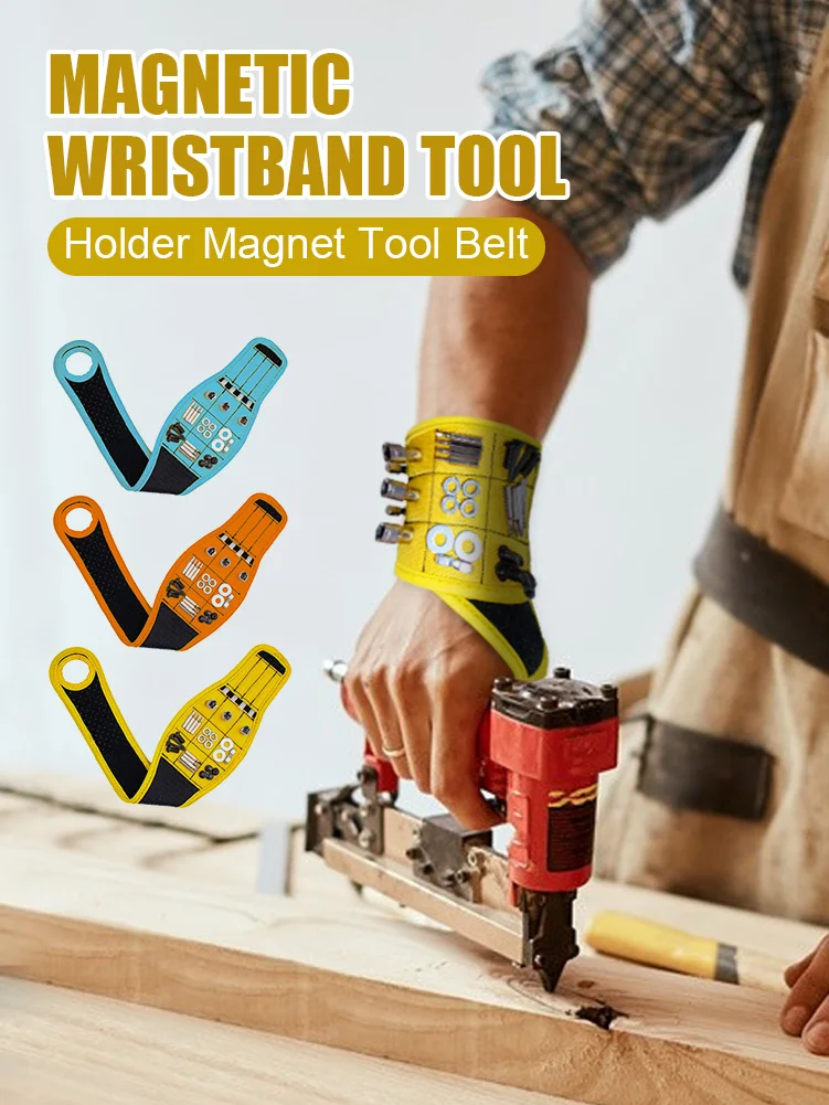 Magnetic Wristband with Strong Magnets Holds Nails Drill Bit Gift for Father Boyfriend Belt Screw Holder Tool Storage Wrist best tool bag