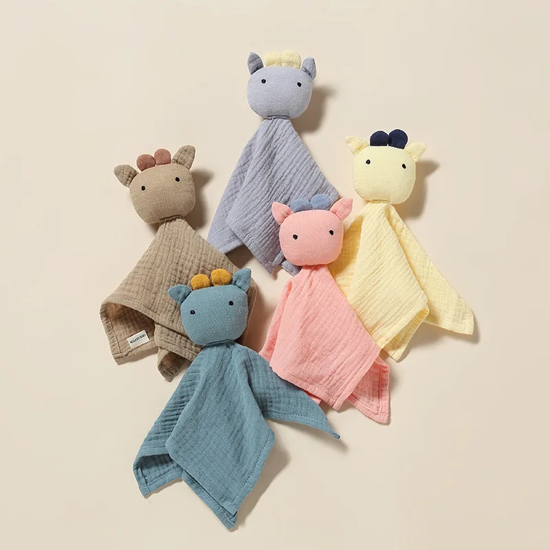 Baby Cotton Muslin Comforter Blanket Newborn Sleeping Dolls Cute Cattle Kids Sleep Toy Soothe Appease Towel Bibs Saliva Towel 2