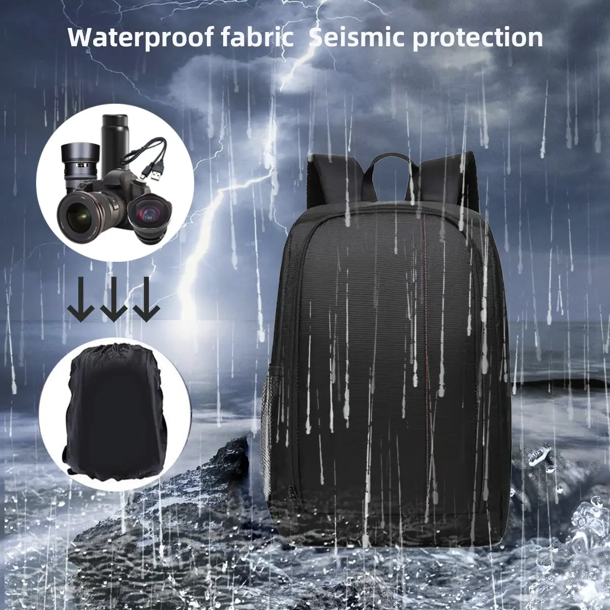 Zaino multifunzionale per fotocamera da esterno, borsa a tracolla digitale per video e foto, custodia impermeabile per fotocamera DSLR Sony Nikon - immagine 2