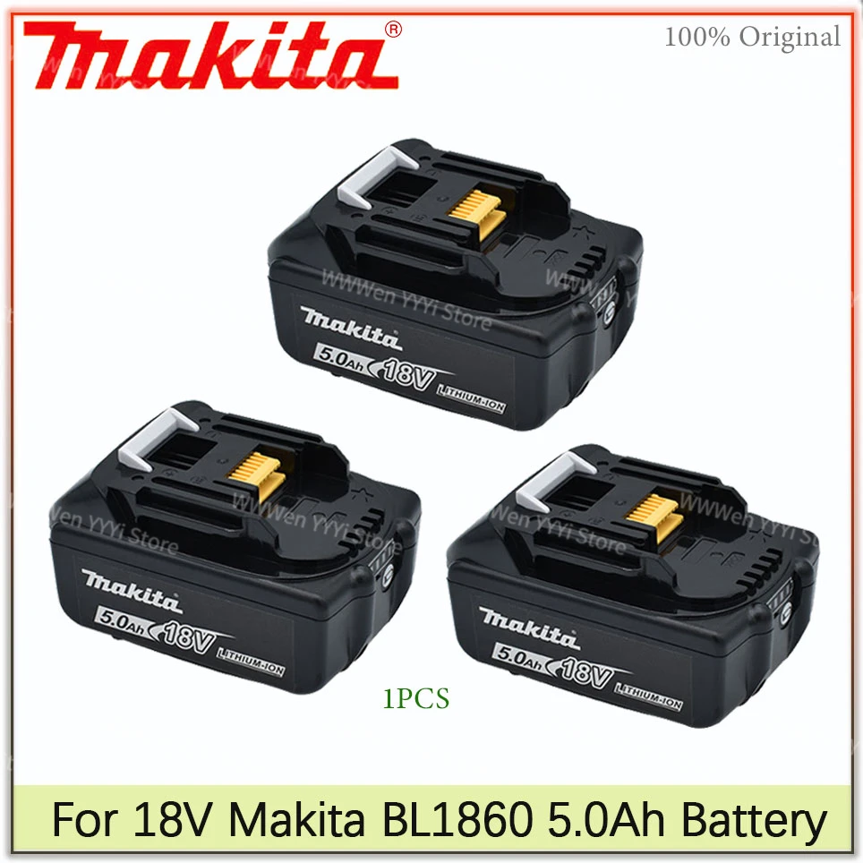 

5.0Ah Original Makita Rechargeable 18V Li-Ion Battery For BL1830 BL1815 BL1860 BL1840 194205-3 Replacement Power Tools Battery