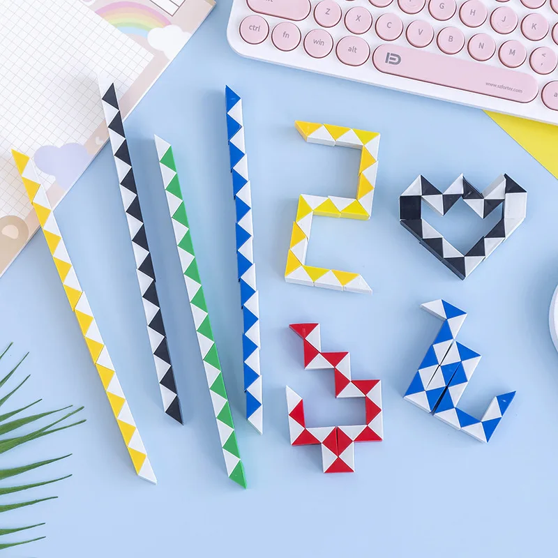 Educational Toy 6 Pcs Folding Magic Snake Ruler Puzzle Antistress Cube Kids Birthday Party Favors 21CM