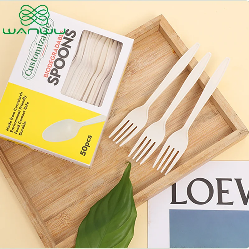 50 pcs Disposable Forks made of Corn Starch Material Party Disposable Tableware