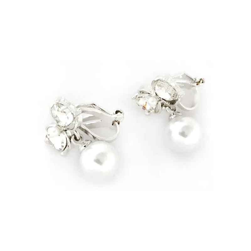 Pearl Bow Clip On Earrings No Hole Ear Clips Bowknot Earrings Without Piercing ear clip earrings clip earrings ear clip