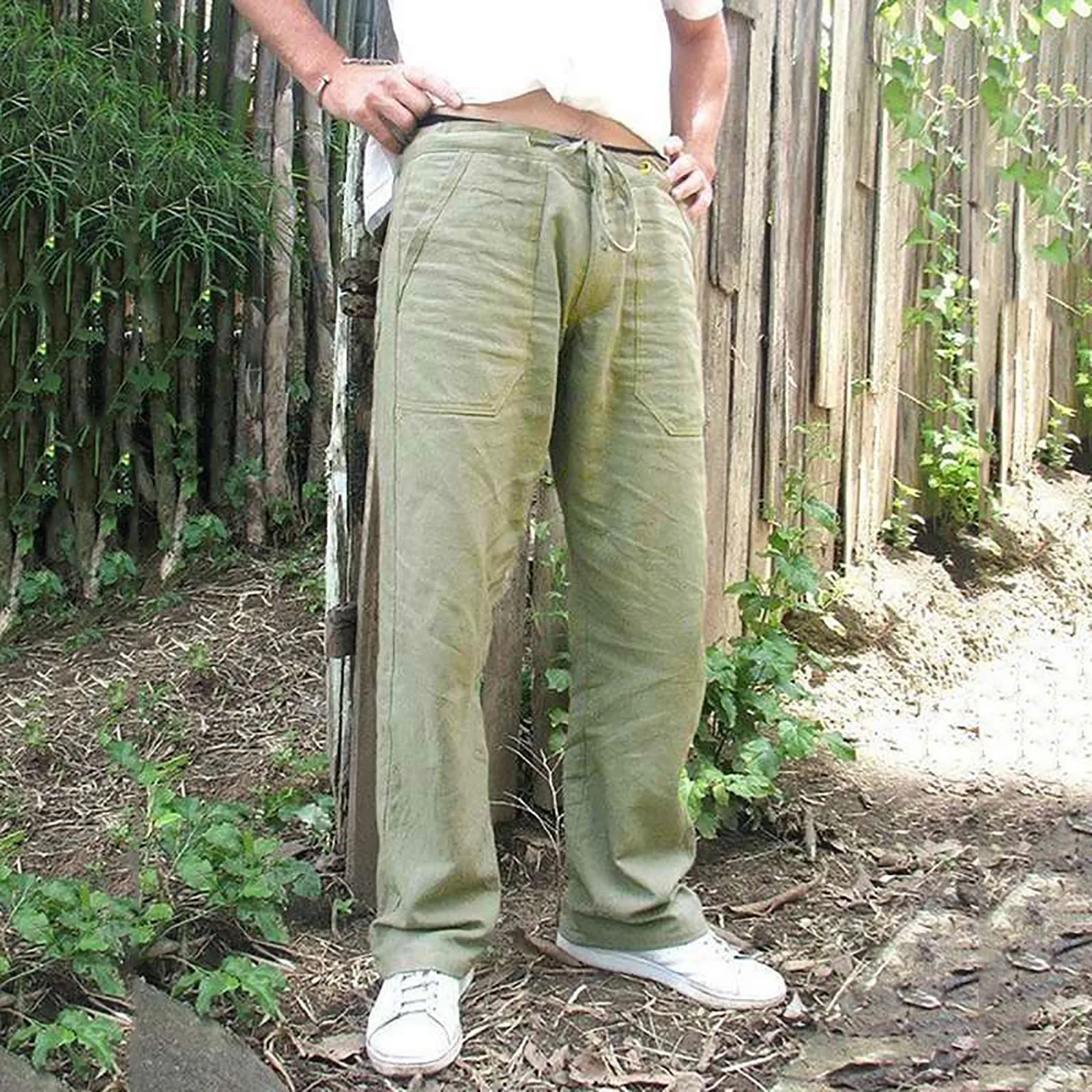 

Мужские повседневные тренировочные брюки, Классические однотонные Джоггеры в стиле ретро со шнуровкой и двумя карманами, Повседневная Уличная одежда