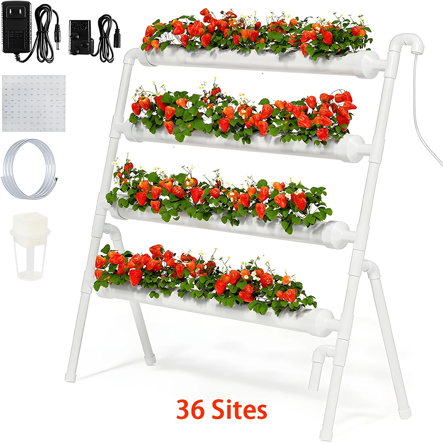 

36/Sites Hydroponics Growing System Kits PVC-Pipe Hydroponic Garden Planting Vegetable and Herbs Growth Cultivation Equipment