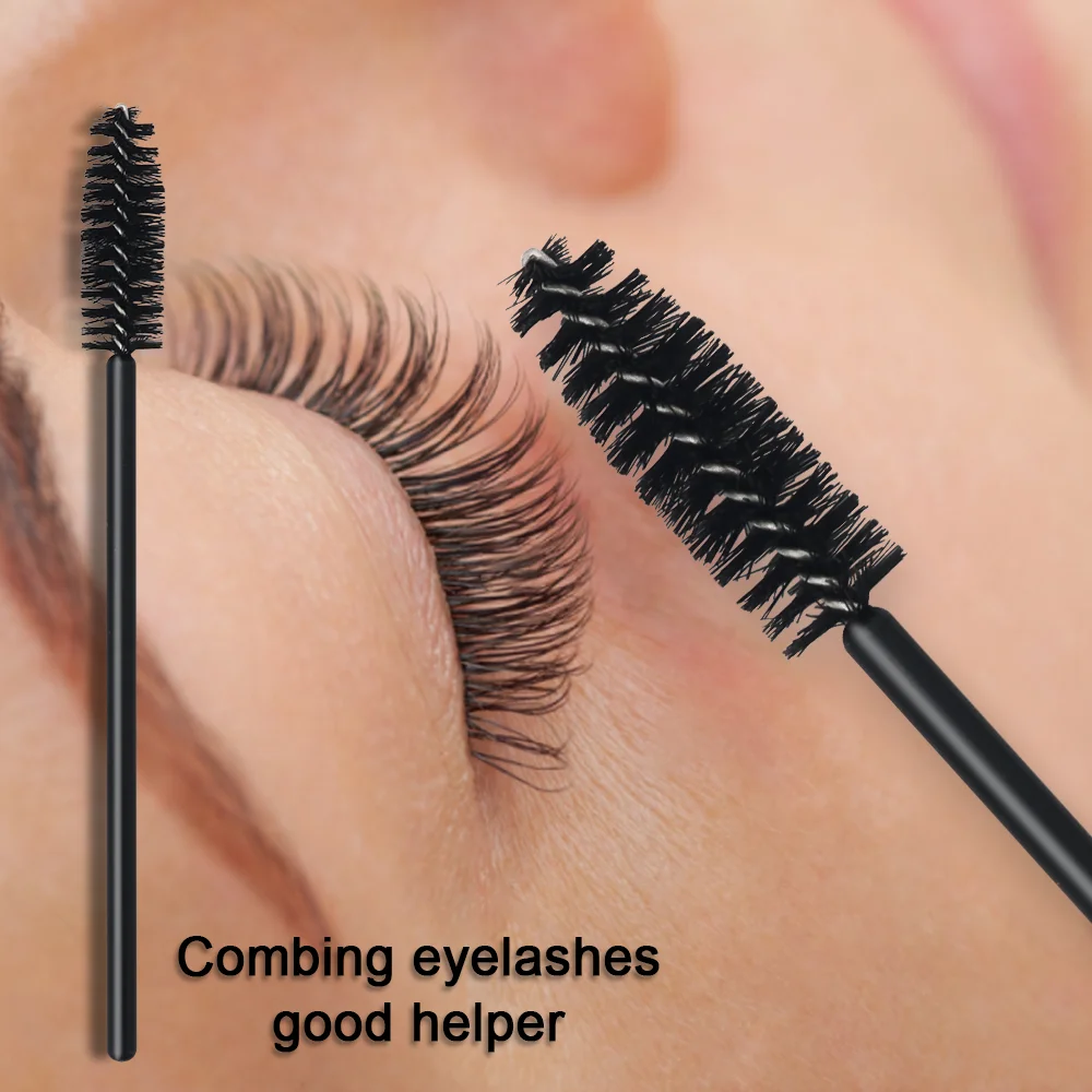GLAMLASH Premium 50Pcs Disposable Eyelash Extension Cleaning Brush Micro Mascara Wand Lash Eyebrow Brush Applicator Spoolers