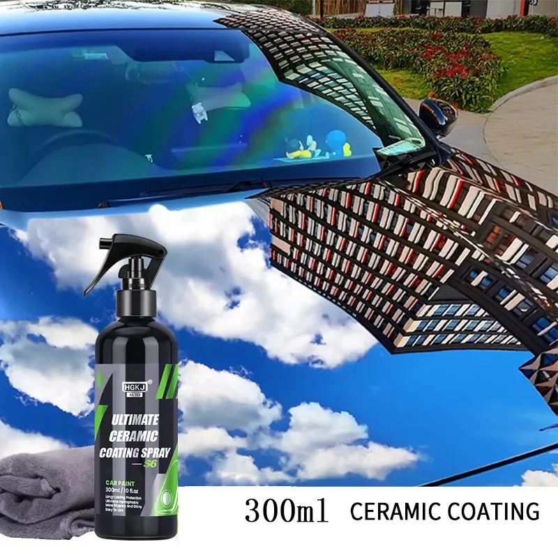 300ml Ceramic Coating For Auto Paint HGKJ S6 Crystal Wax Spray Nano Hydrophobic Liquid Polymer Oleophobic Anti Rain Car Care car ceramic coating