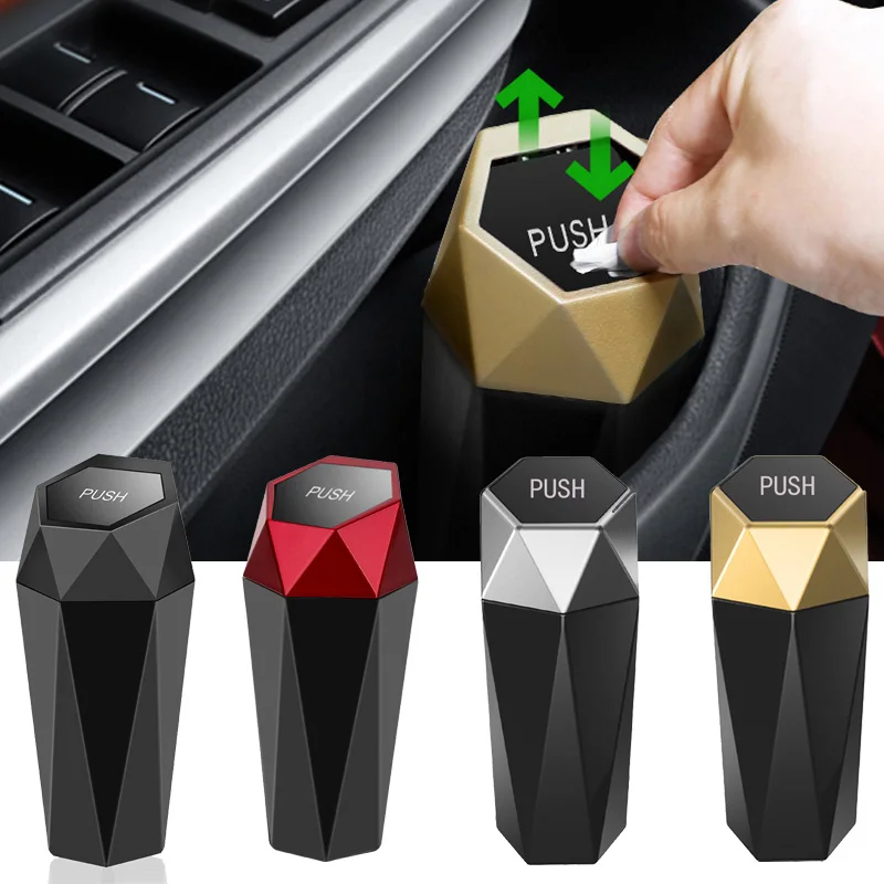 

Mini Car Trash Can Portable Dustbin With Lid Leak-proof Auto Trash Bin For Automotive Home Bedroom Office Garbage Storage Box