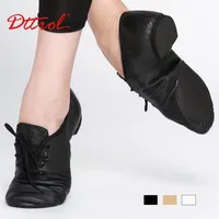 Genuine Leather Lace-Up Jazz Ballet Dance Shoes For Men Women Soft Dancing Sneakers For Boys Black Tan Sport Pointe Shoes 1