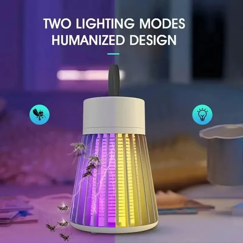 USB 플러그인 전기 충격 모기 살충 램프 2 in 1 LED 휴대용 실내외 곤충 트랩 모기 유인 캠핑 야간 조명