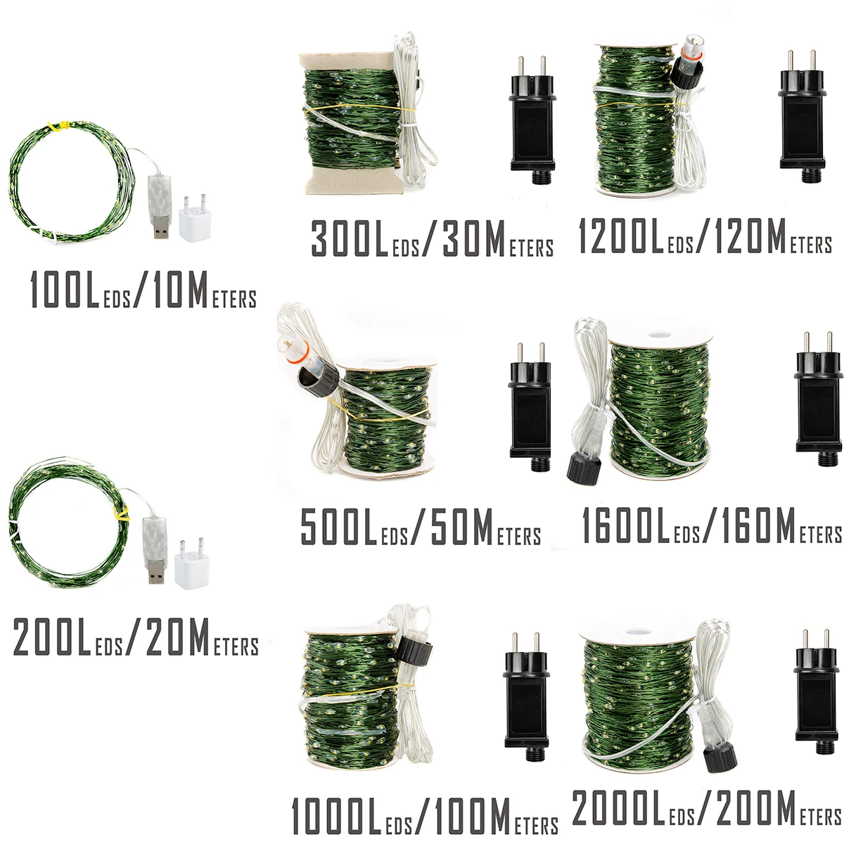 Enchanting Green LED String Lights - Waterproof Outdoor Christmas Fairy Garland
