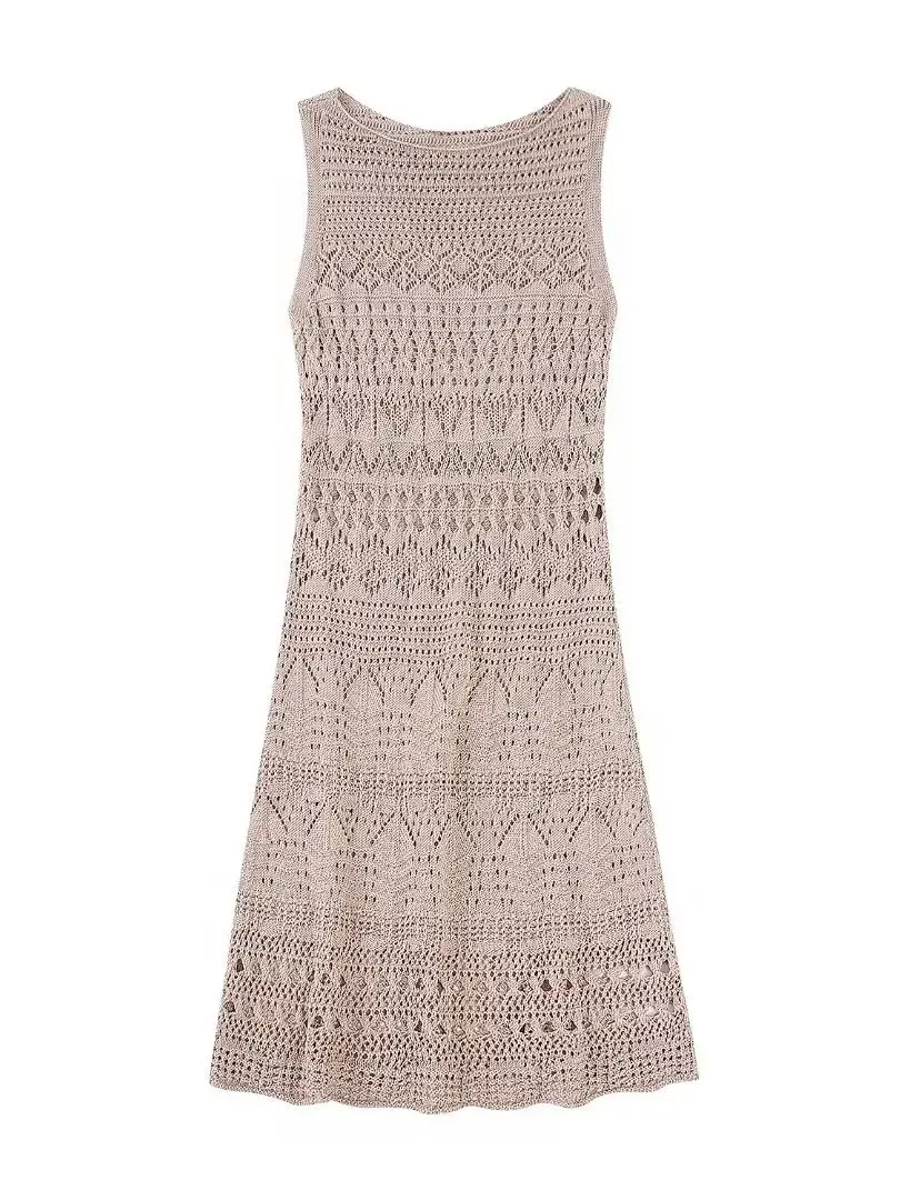 

MYIT 2023 NEW Summer Women Knitting Solid Color Lace-up Decoration Backless Vintage Sexy Streewear Dresses