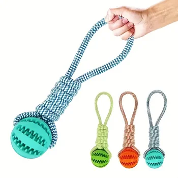 Bite Resistant Pulling Rope Rubber Balls Dog Toy - Colours