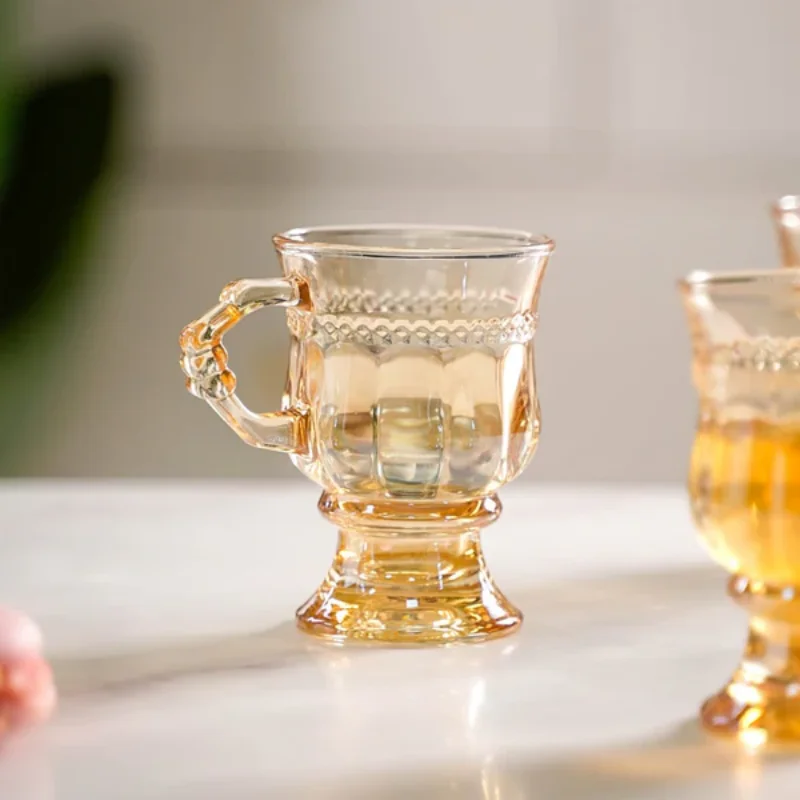 Turkish Tea Glasses with Handle-Set of 4, Slim Waist Design, Thick Base for Warmth-Perfect for Traditional Tea Lovers