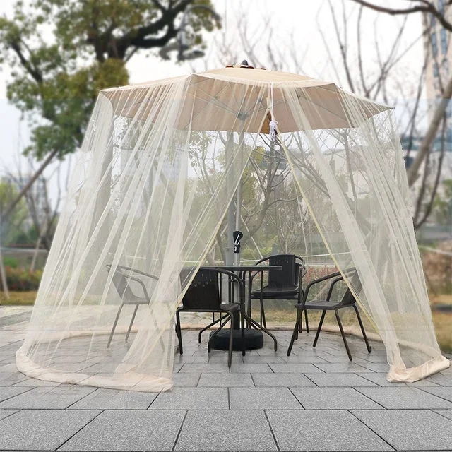 Umbrella Mosquito Netting for Outdoor Garden Patio Umbrellas Adjustable Rope Polyester Sunshade