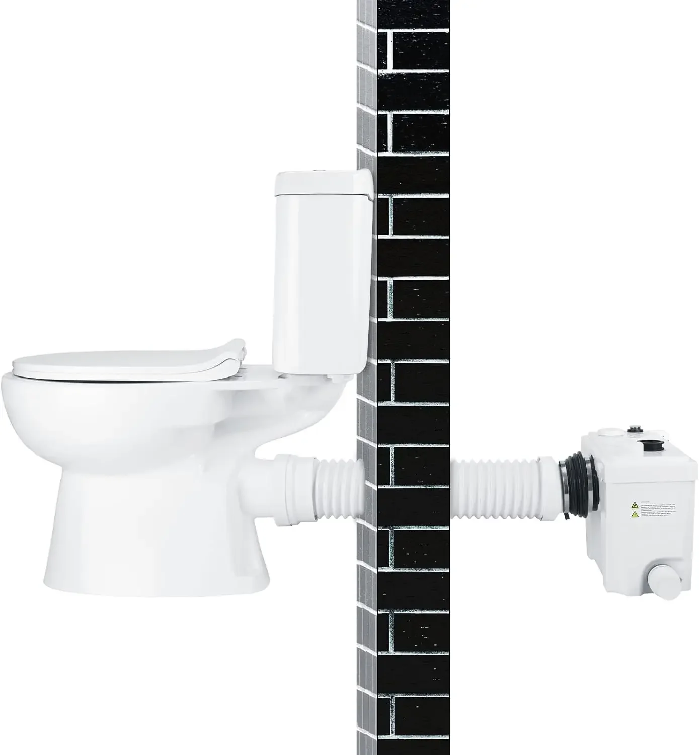 PumpThree Piece Round Bowl Toilet with Macerating Pump Macerating Upflush Toilet Kit Macerating Toilet 6
