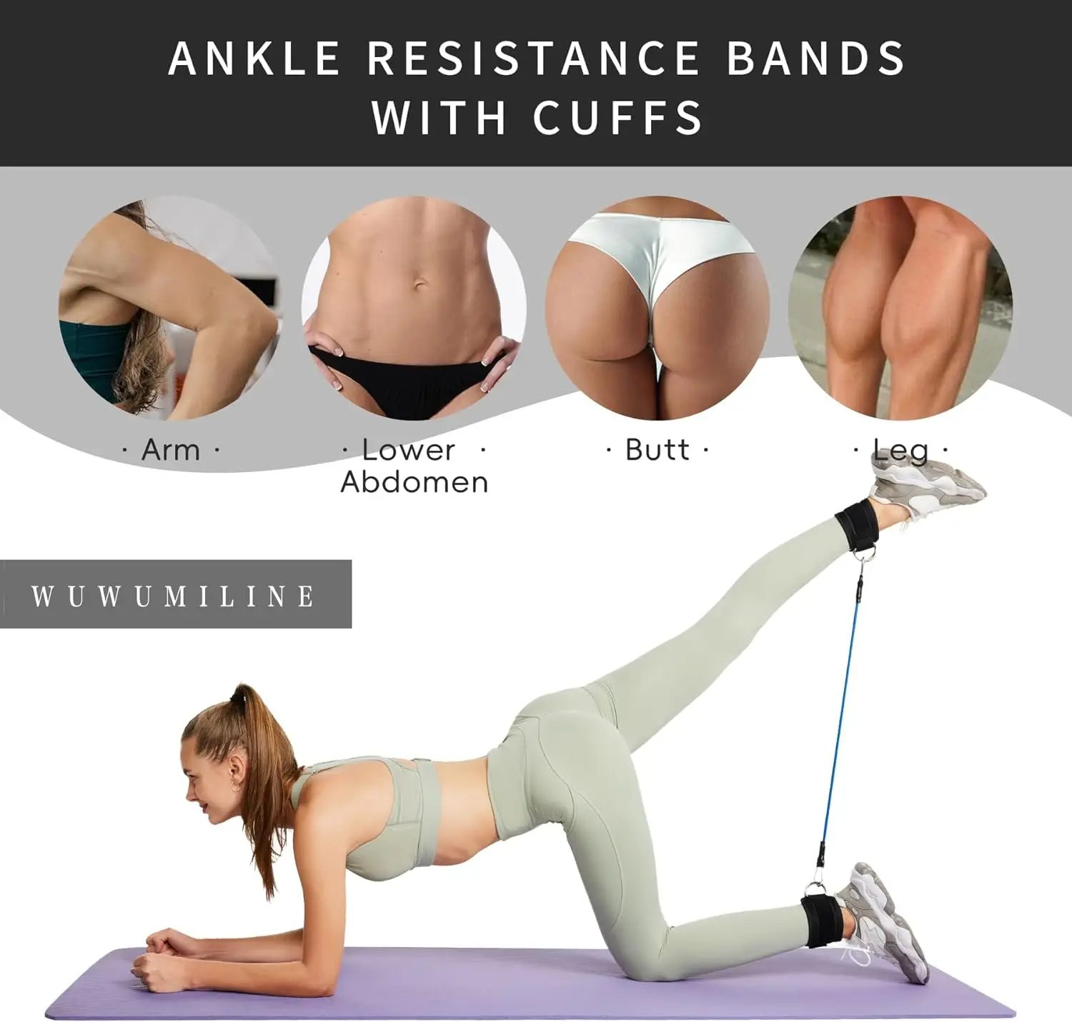 Correas Deportivas de Fitness con anillo D, punoos de soporte ajustable para tobillo, polea de entrenamiento de gimn
