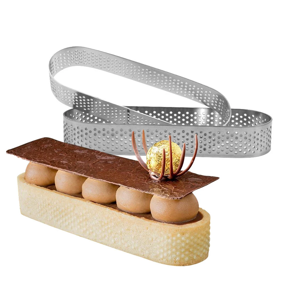 Oval Tartlet Mold Stainless Steel Mousse Cake Fruit Pie Tart Ring Dining Bar Kitchen Baking