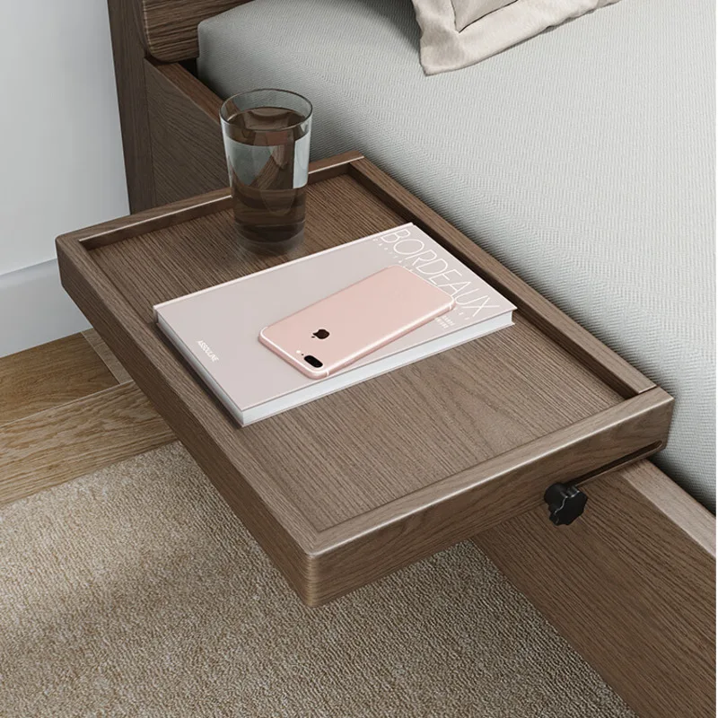 

Storage Board Solid Wood Projector Bed Rack Super Narrow Bed End No Drilling Bedroom Bedside Shelf Creative Bedside Tray