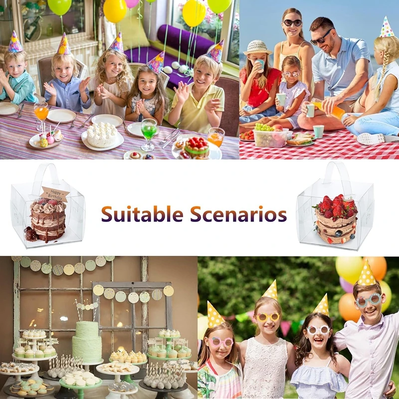 5/2Pcs Cake Packaging Box with Handle Transparent Dessert Gift Wrap Box Cupcake Container Wedding Birthday Party Decor Supplies