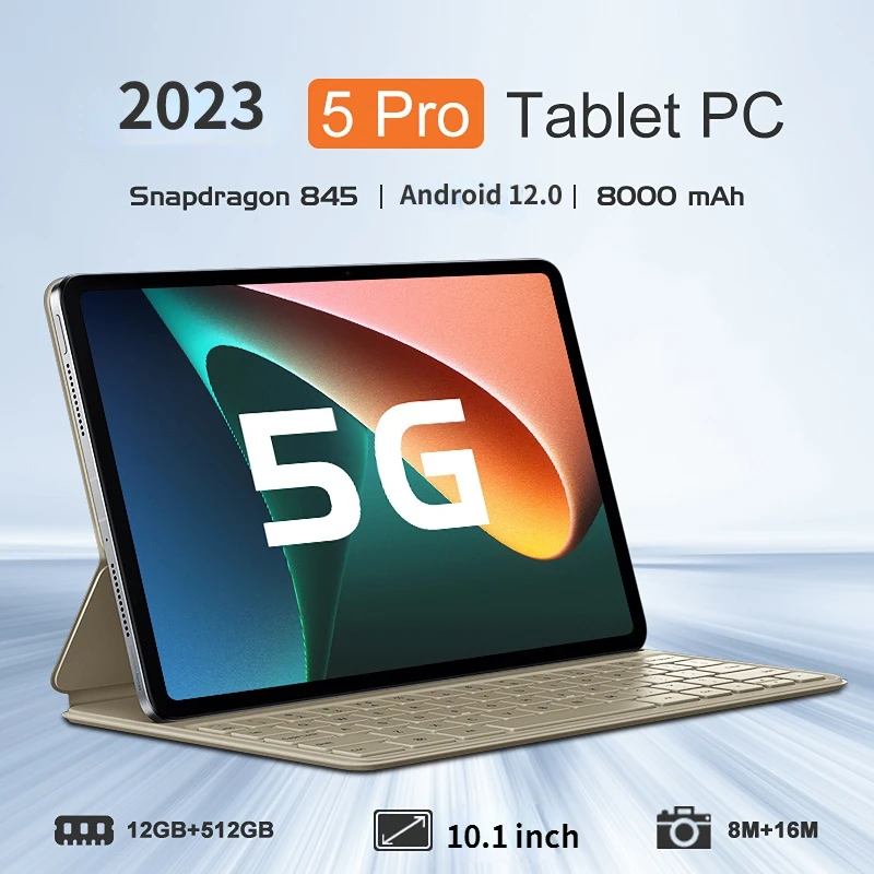 2024 Nuova Versione Globale Tablet Pad Android 12.0 5 Pro Max 12Gb + 512Gb Tablet Con Schermo Da 10.1 Pollici Tablet Android Tablet Pc 4G Wifi