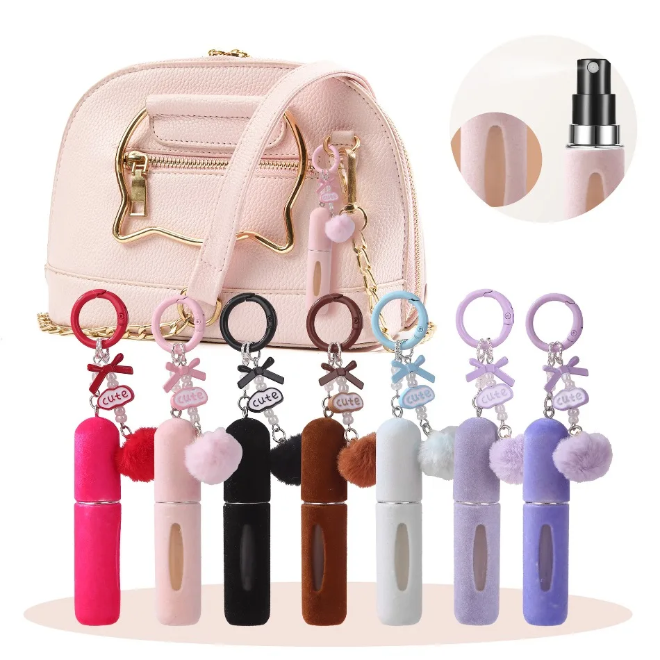 New Plush Perfume Keychain Bottle 5ML Refillable Mini Atomizer with Charger Base, Cute ... - SKU PPKB1100 - UGI Packaging