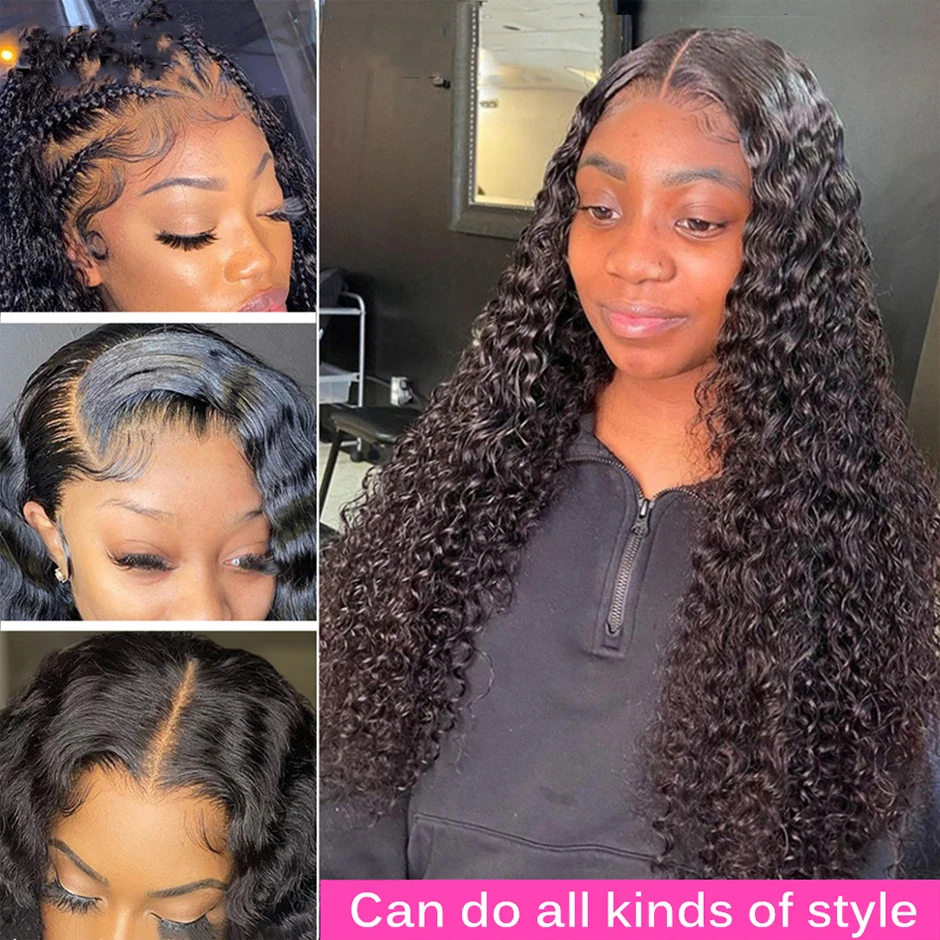 Mongolian Kinky Curly Wigs 13x6 HD Transparent Lace Frontal Human Hair Wigs Deep Curly Lace Front For Women Cheap